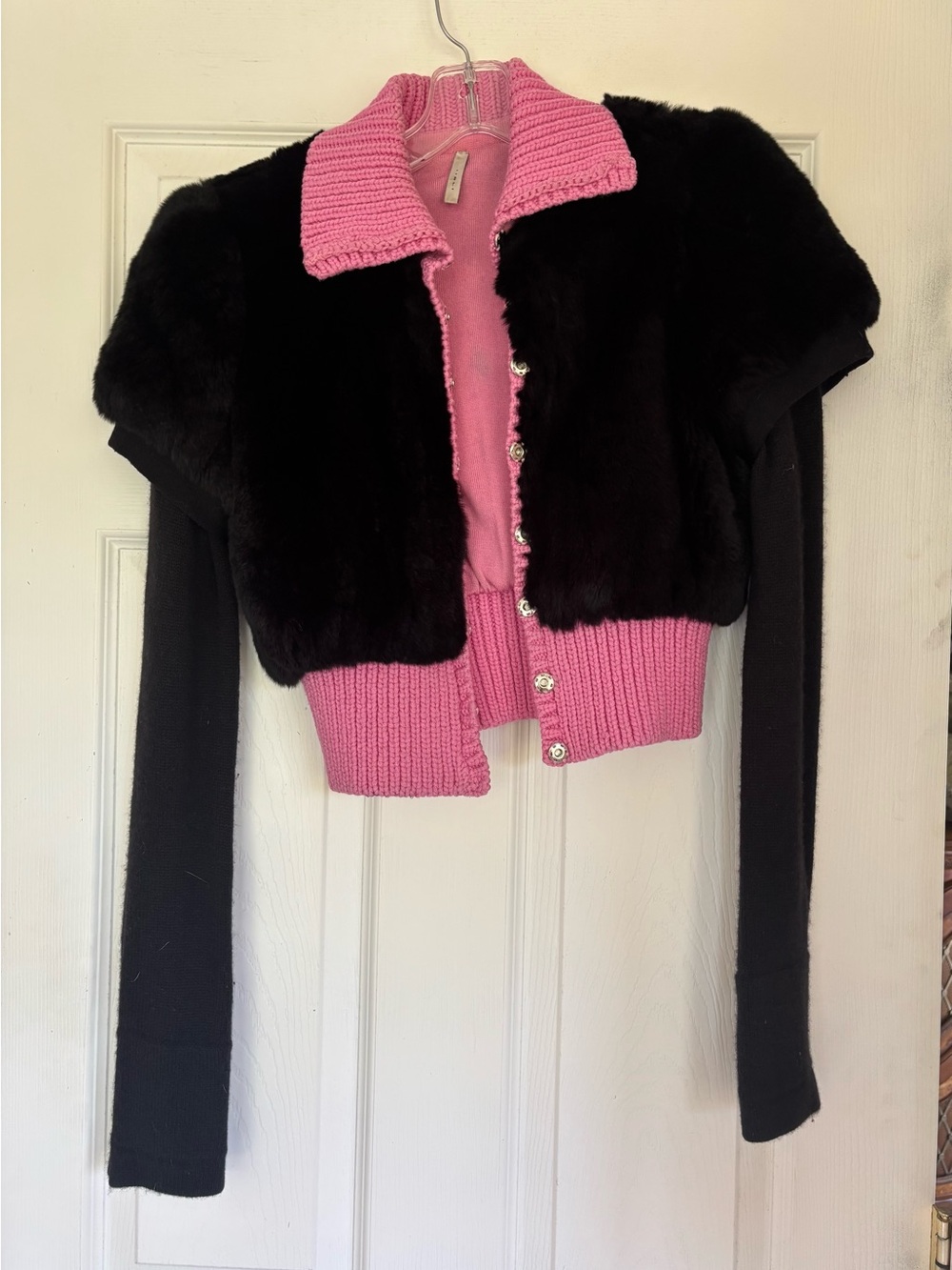 lisli Black and Pink Real Fur
Cashmere Cardigan
